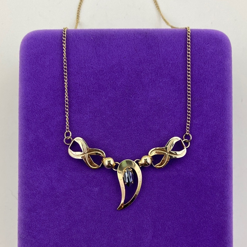 💛 Vintage Gold Plated Alaskan Black Diamond Necklace | Hematite
